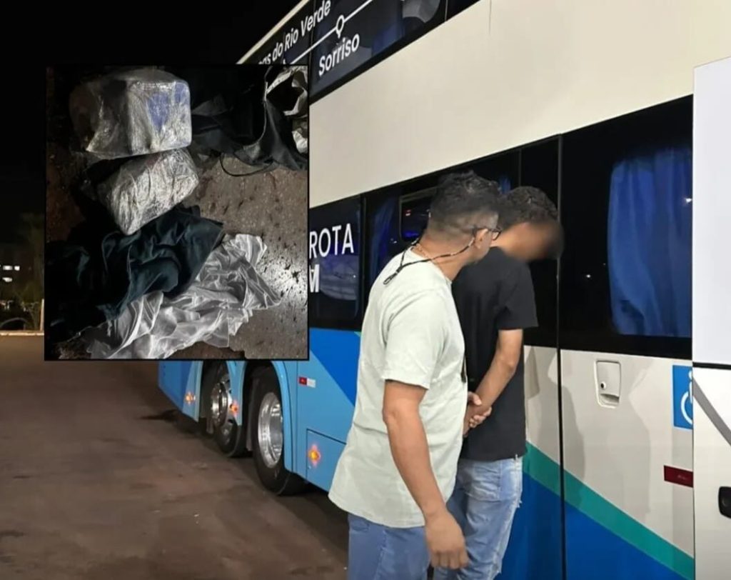 Jovem é preso por tráfico de drogas dentro de ônibus em Barra do Garças